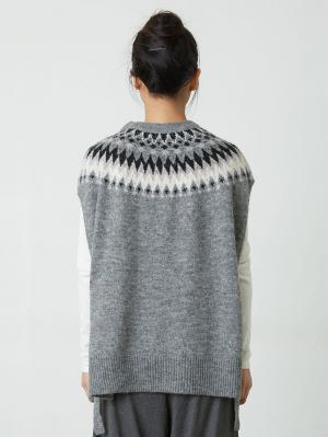 マタニティ トップス|ノルディック柄授乳にも便利なニットベスト　マタニティ・授乳服