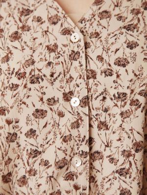 マタニティ ワンピース|ボリュームスリーブ裾ティアード花柄ワンピース　マタニティ・授乳服【出産後も長く使える】