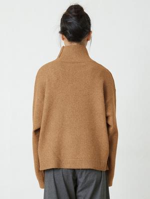 マタニティ トップス|【親子コーデ可】サイドボタンタートルサステナブルニットプルオーバー　マタニティ・授乳服