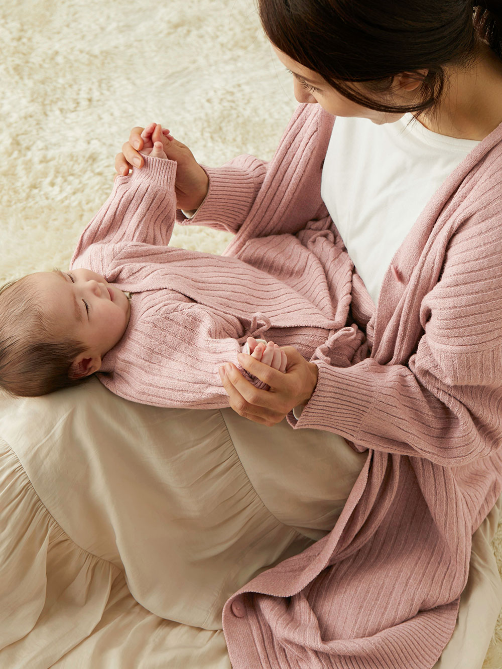 マタニティ トップス 親子コーデ可 サステナブルニットリブロングカーディガン マタニティ 授乳服 マタニティウェア 授乳服通販 エンジェリーベ 公式
