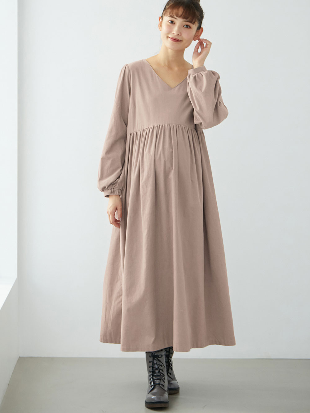 マタニティ ワンピース 2丈展開 コーデュロイワンピース マタニティ 産後対応 マタニティウェア 授乳服通販 エンジェリーベ 公式