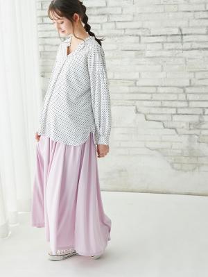 マタニティ スカート|ain（アイン）　エステル布帛見えロングスカート【出産後も長く使える】|ラベンダー