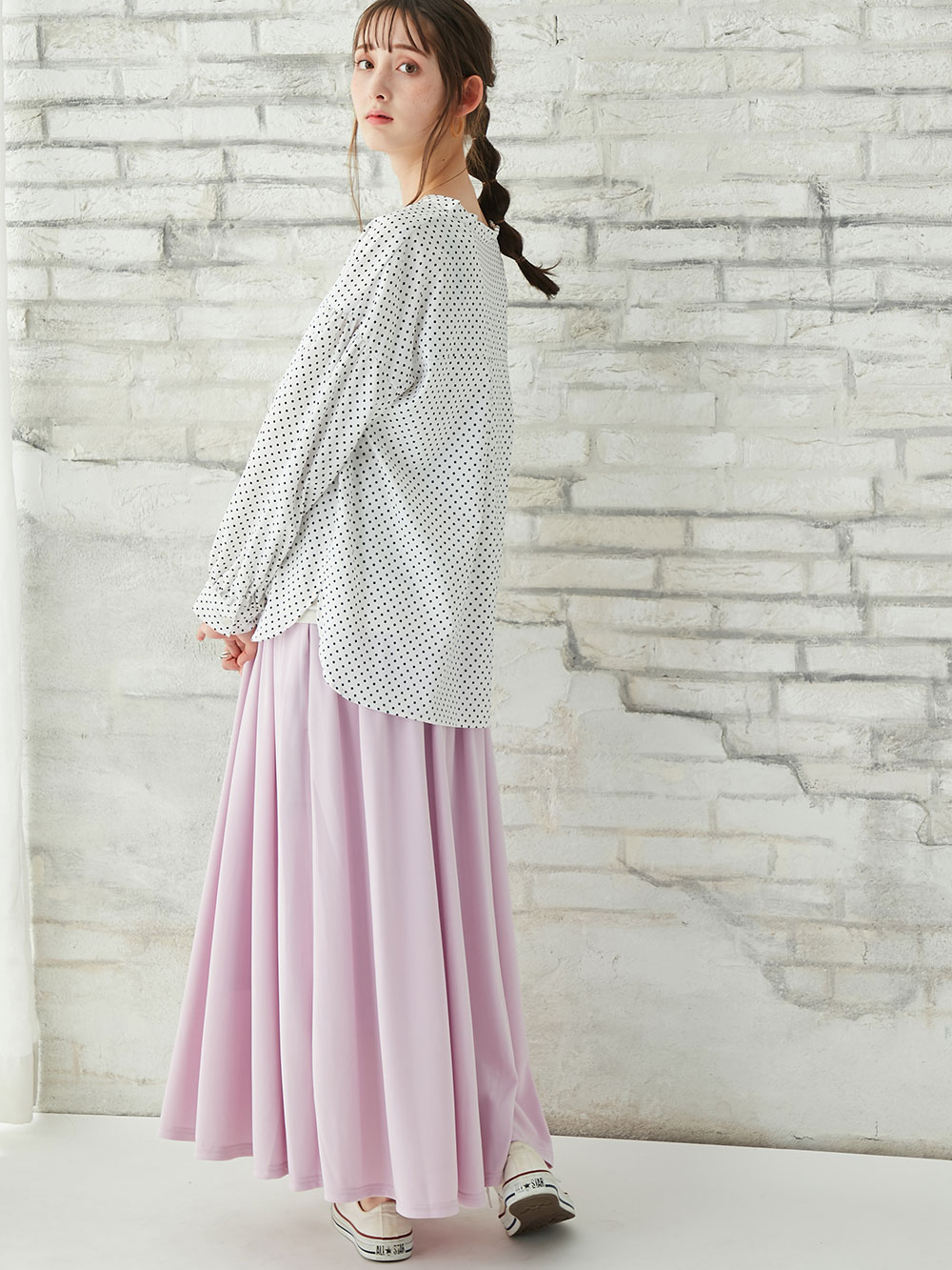 マタニティ スカート|ain（アイン）　エステル布帛見えロングスカート【出産後も長く使える】|ラベンダー