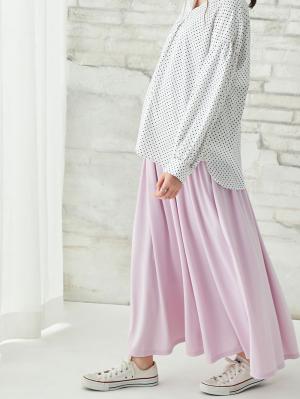 マタニティ スカート|ain（アイン）　エステル布帛見えロングスカート【出産後も長く使える】|ラベンダー
