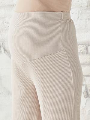 マタニティ パンツ|ain（アイン）　セルフカットできるリブフレアパンツ【出産後も長く使える】