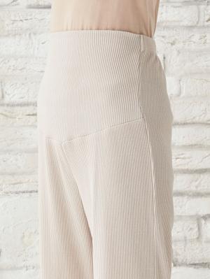 マタニティ パンツ|ain（アイン）　セルフカットできるリブフレアパンツ【出産後も長く使える】