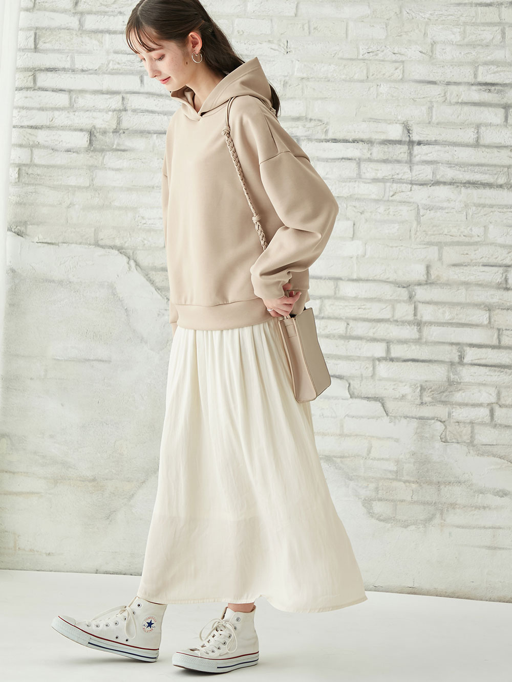 アウトレット Ain アイン パーカードッキングワンピース ダンボールニット素材 マタニティ 授乳服 マタニティウェア 授乳服通販 エンジェリーベ 公式