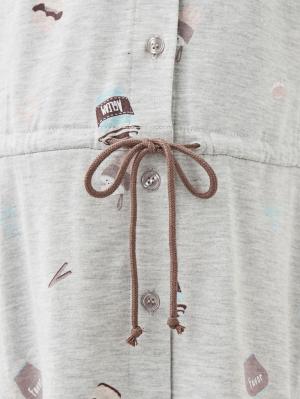 マタニティ パジャマ・ルームウェア|mutti ei(ムッティアイ)ネグリジェパジャマ カフェプリント天竺素材