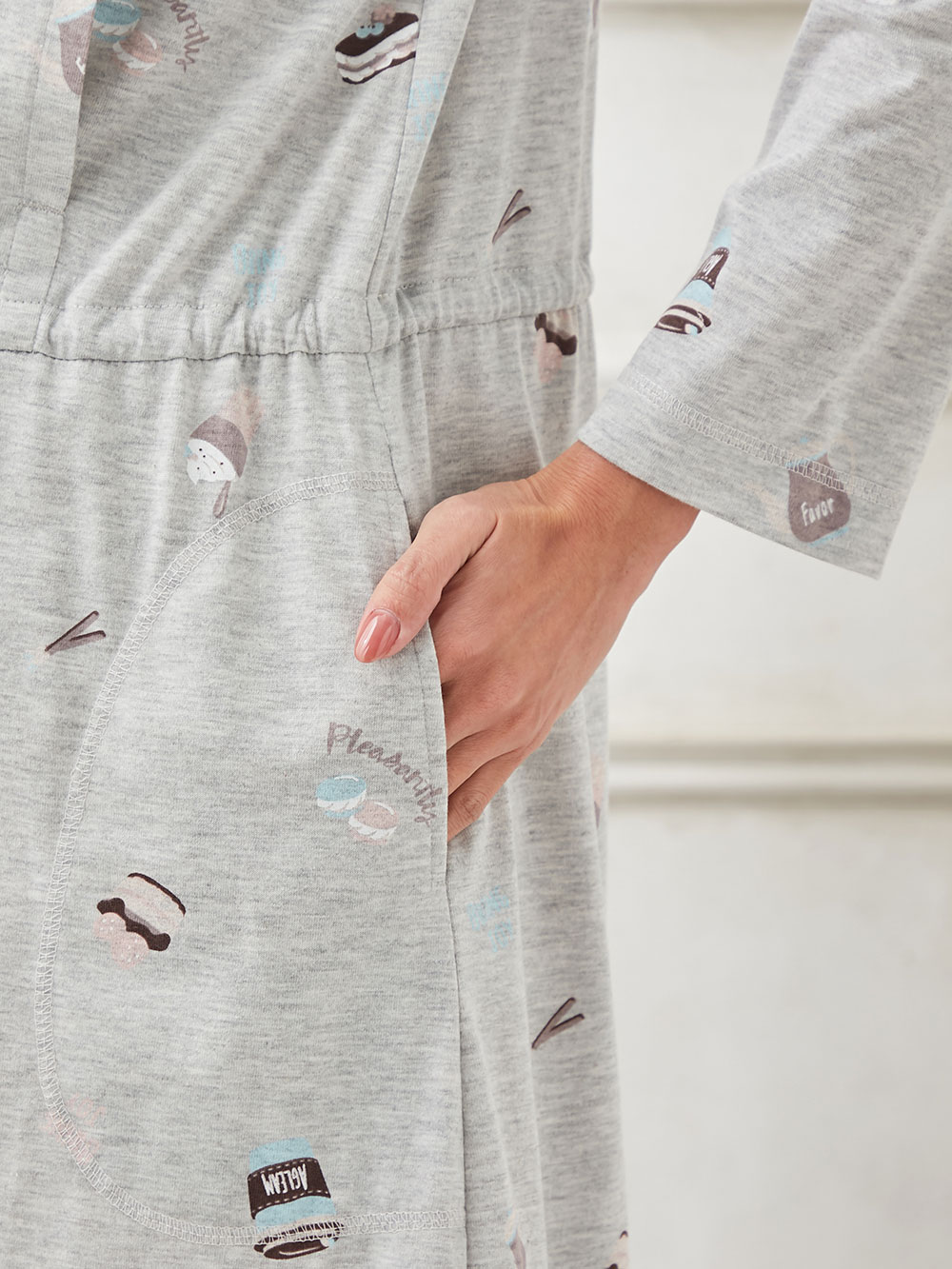 マタニティ パジャマ・ルームウェア|mutti ei(ムッティアイ)ネグリジェパジャマ カフェプリント天竺素材