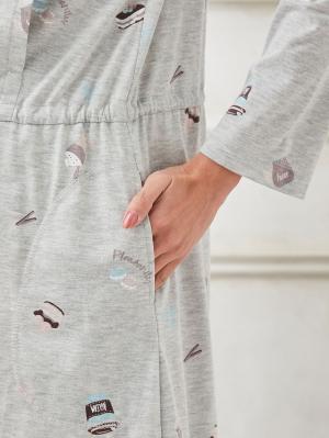 マタニティ パジャマ・ルームウェア|mutti ei(ムッティアイ)ネグリジェパジャマ カフェプリント天竺素材