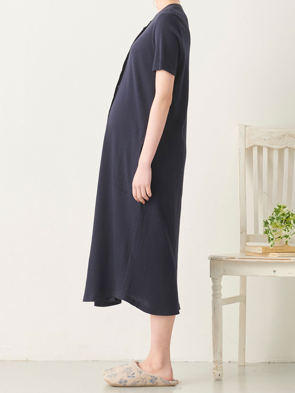 マタニティ パジャマ・ルームウェア|mutti ei（ムッティアイ）半袖ネグリジェパジャマ　無地テレコ　マタニティ・授乳パジャマ