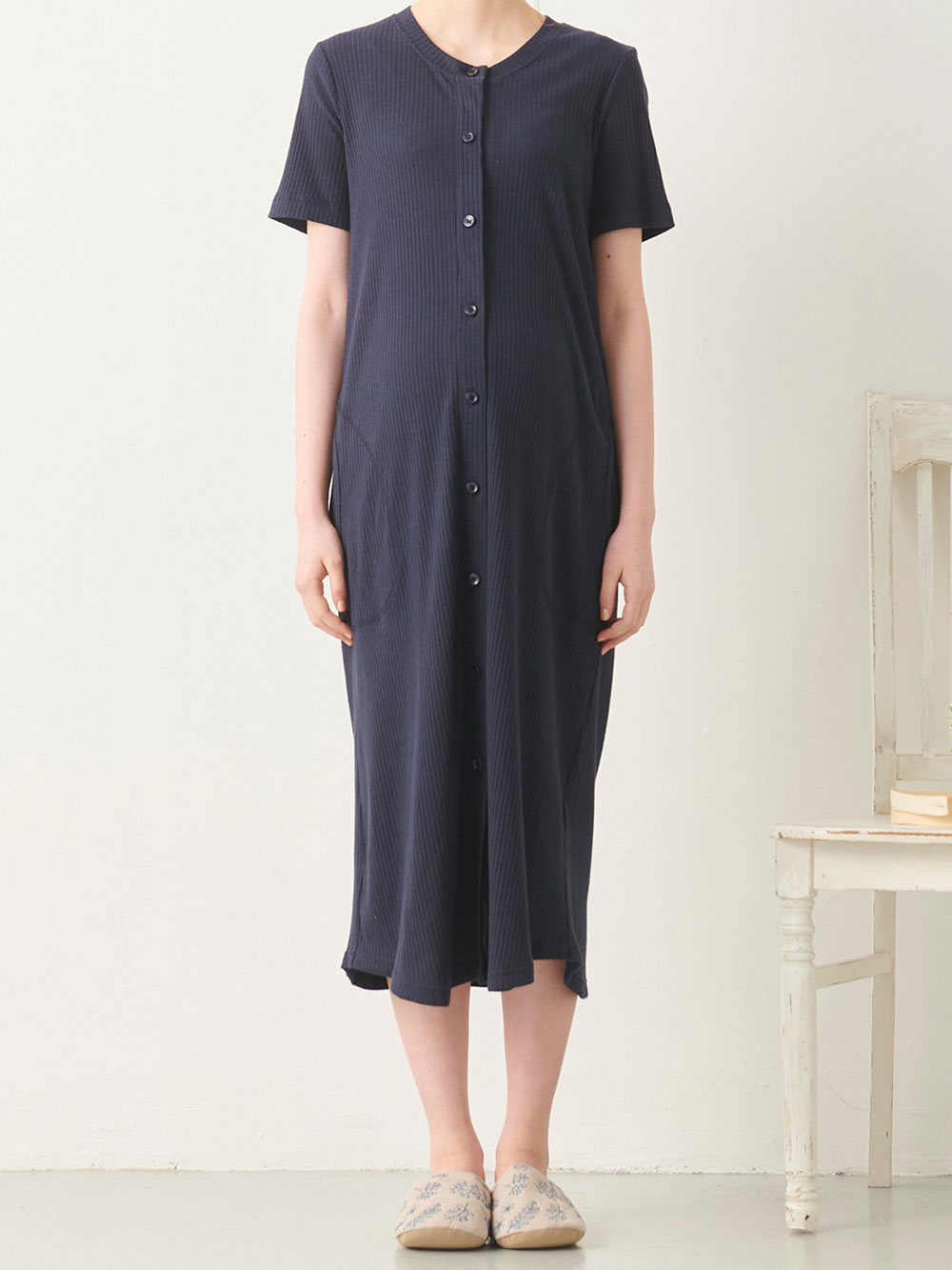 マタニティ パジャマ・ルームウェア|mutti ei（ムッティアイ）半袖ネグリジェパジャマ　無地テレコ　マタニティ・授乳パジャマ