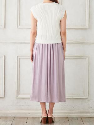 マタニティ ワンピース|ain（アイン）リブニット×ヴィンテージサテンドッキングワンピ　マタニティ・授乳服【出産後も長く使える】