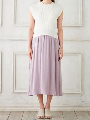 マタニティ ワンピース|ain（アイン）リブニット×ヴィンテージサテンドッキングワンピ　マタニティ・授乳服【出産後も長く使える】