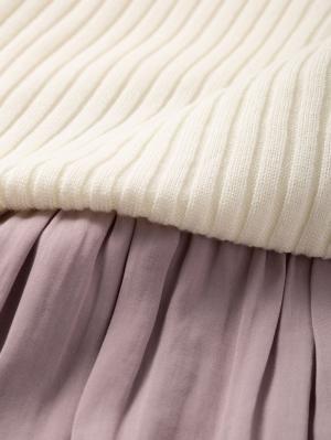 マタニティ ワンピース|ain（アイン）リブニット×ヴィンテージサテンドッキングワンピ　マタニティ・授乳服【出産後も長く使える】