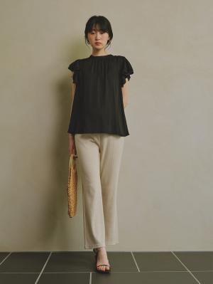 マタニティ パンツ|ain（アイン）　接触冷感リブフレアパンツ【出産後も長く使える】|オフベージュ