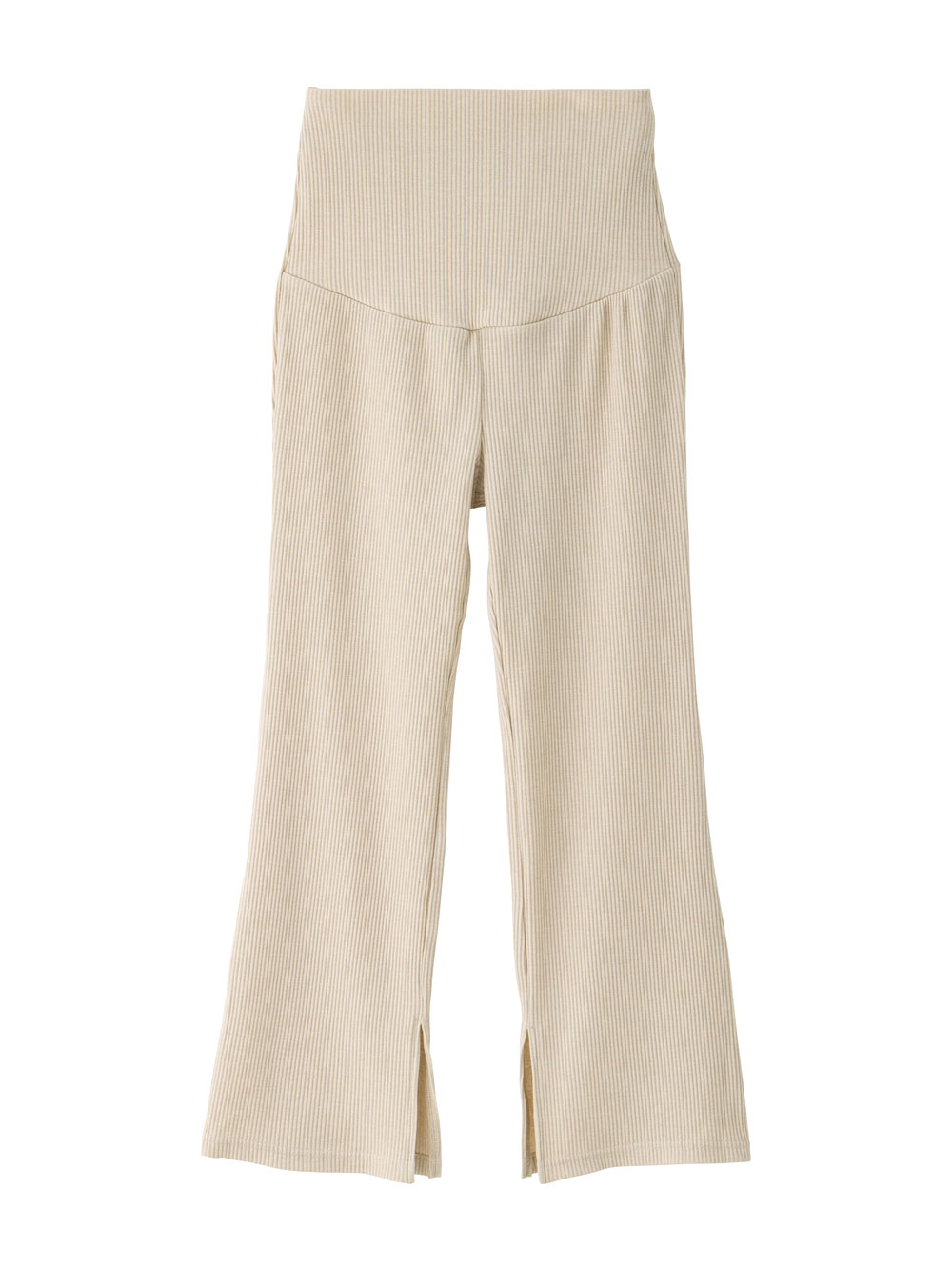 マタニティ パンツ|ain（アイン）　接触冷感リブフレアパンツ【出産後も長く使える】|オフベージュ