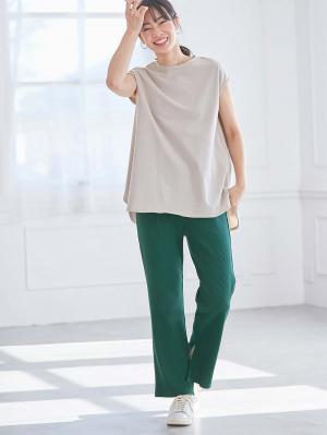 マタニティ パンツ|ain（アイン）　接触冷感リブフレアパンツ【出産後も長く使える】|グリーン