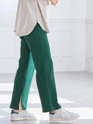 マタニティ パンツ|ain（アイン）　接触冷感リブフレアパンツ【出産後も長く使える】|グリーン