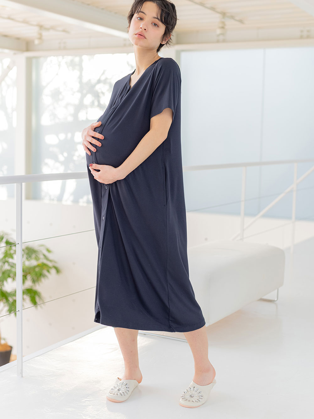 マタニティ パジャマ ルームウェア Fairy フェアリー 便利な2wayワンピース 半袖タイプ マタニティ 授乳服 マタニティウェア 授乳服通販 エンジェリーベ 公式