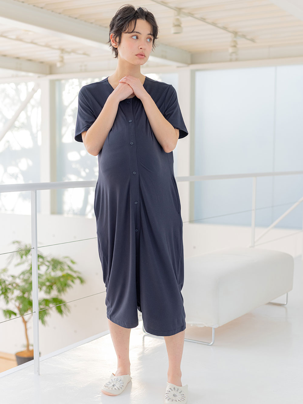 マタニティ パジャマ ルームウェア Fairy フェアリー 便利な2wayワンピース 半袖タイプ マタニティ 授乳服 マタニティウェア 授乳服通販 エンジェリーベ 公式