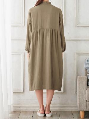 マタニティ パジャマ・ルームウェア|fairy(フェアリー)ダブルガーゼ長袖ワンピース ネグリジェパジャマ(フロントスナップ) マタニティ・授乳パジャマ