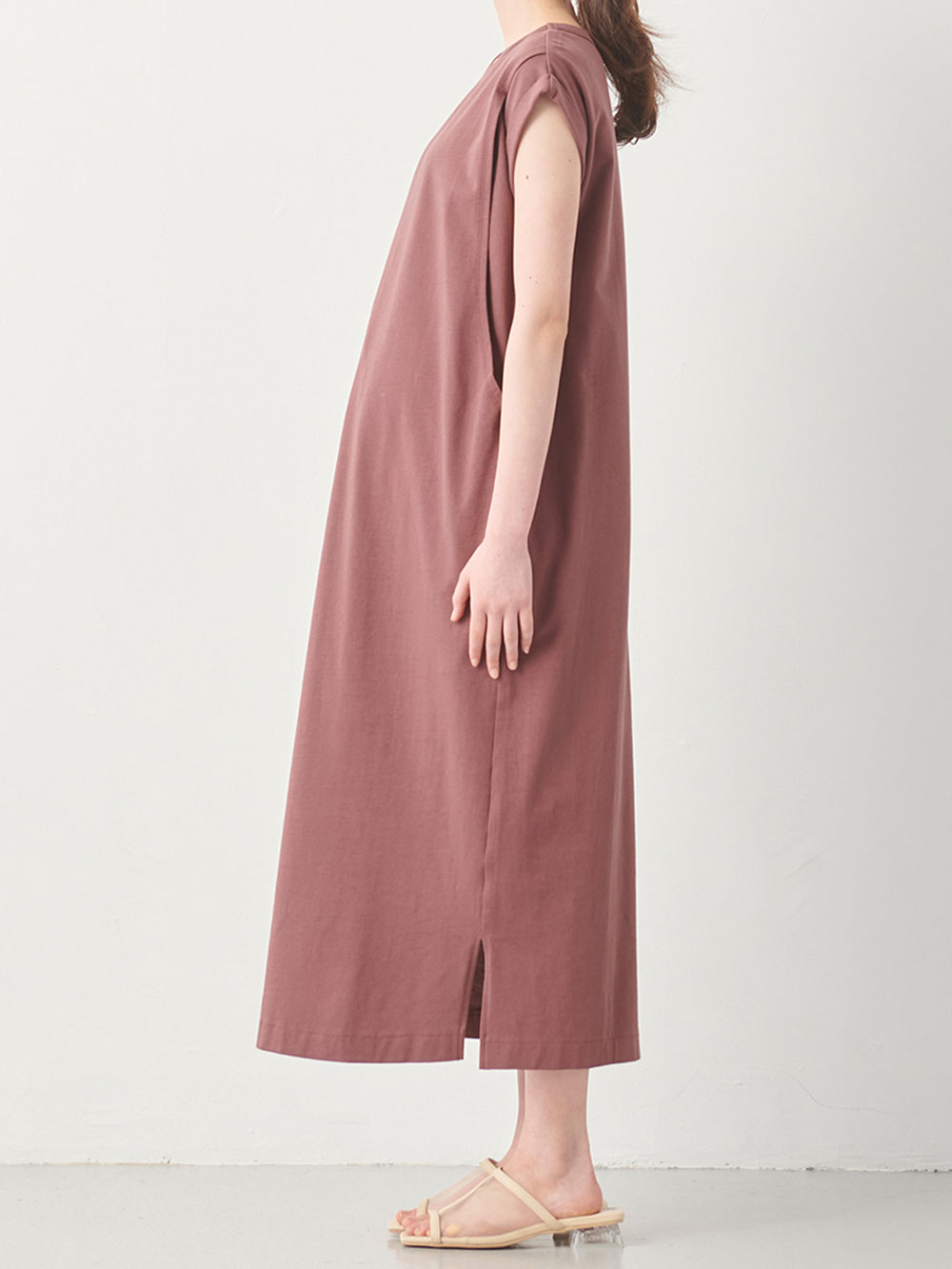 マタニティ ワンピース|コットン100％長さが選べるフレンチスリーブワンピース　マタニティ・授乳服【出産後も長く使える】