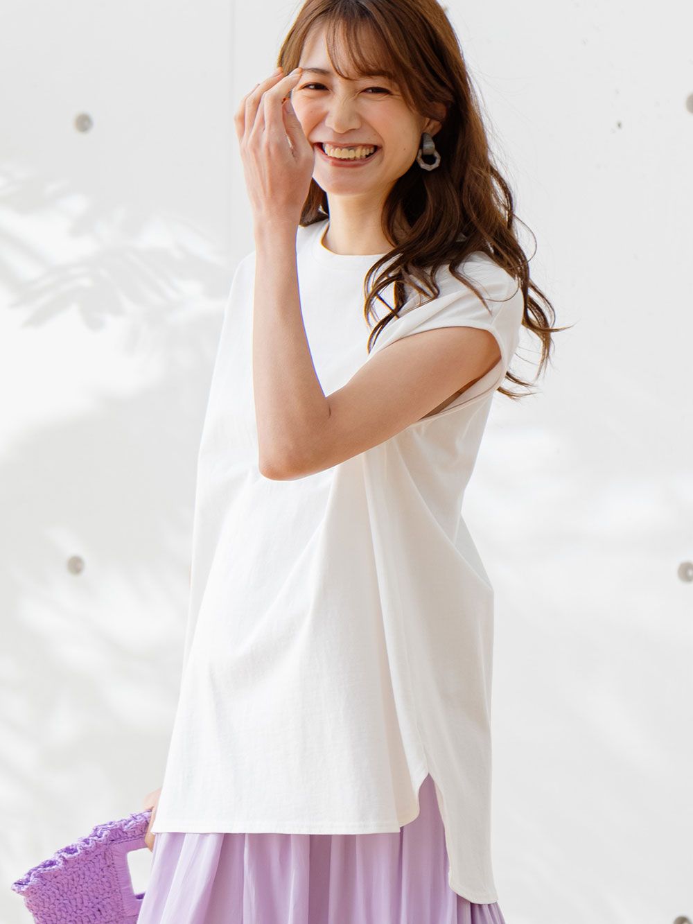 マタニティ トップス|コットン100％フレンチスリーブトップス　マタニティ・授乳服|ホワイト