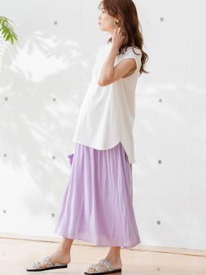 マタニティ トップス|コットン100％フレンチスリーブトップス　マタニティ・授乳服|ホワイト