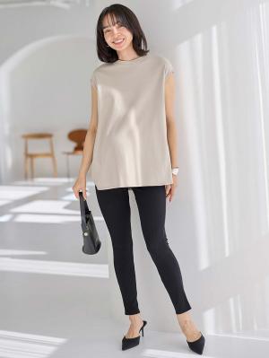 マタニティ トップス|コットン100％フレンチスリーブトップス　マタニティ・授乳服|トープ