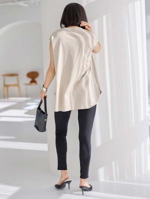 マタニティ トップス|コットン100％フレンチスリーブトップス　マタニティ・授乳服|トープ