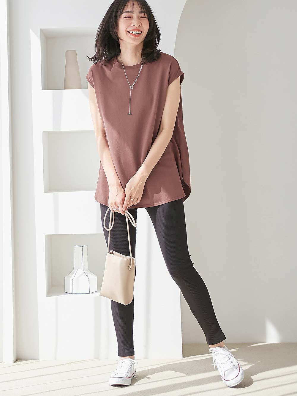 マタニティ トップス|コットン100％フレンチスリーブトップス　マタニティ・授乳服|ブラウンパープル