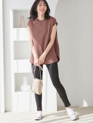 マタニティ トップス|コットン100％フレンチスリーブトップス　マタニティ・授乳服|ブラウンパープル