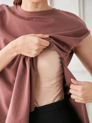 マタニティ トップス|コットン100％フレンチスリーブトップス　マタニティ・授乳服