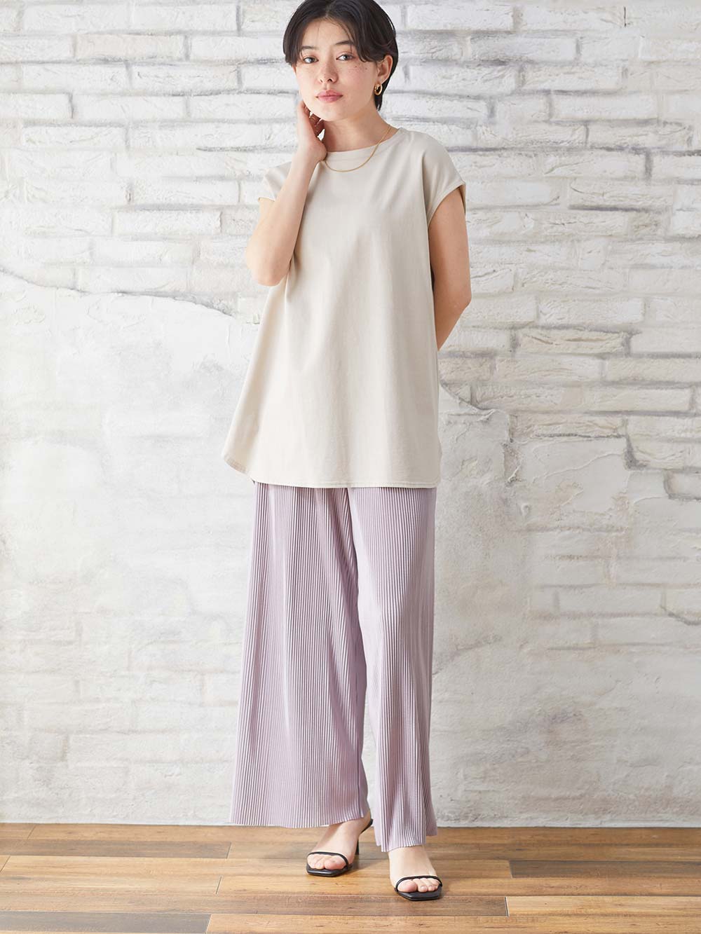 マタニティ トップス|コットン100％フレンチスリーブトップス　マタニティ・授乳服