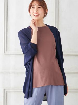 マタニティ トップス|【UV遮蔽率90%以上】【抗菌】【接触冷感】ポンチョカーディガン【出産後も長く使える】|ネイビー