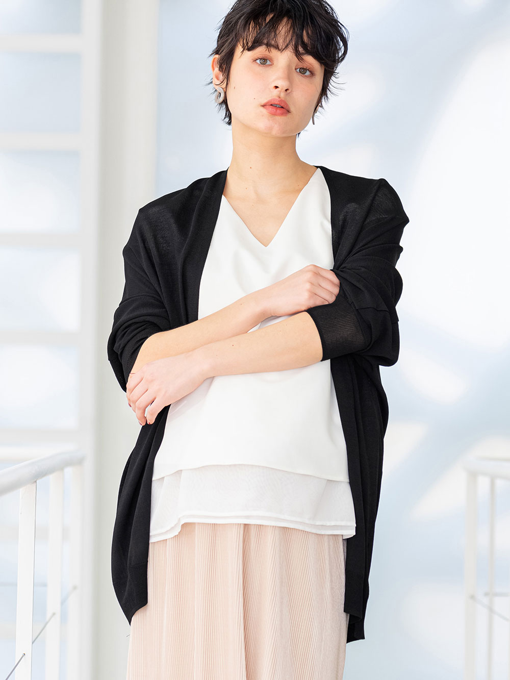 マタニティ トップス|【UV遮蔽率90%以上】【抗菌】【接触冷感】ポンチョカーディガン【出産後も長く使える】|ブラック