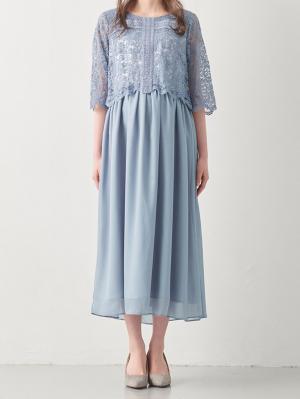 マタニティ ワンピース|レース×シフォンフォーマルワンピース　マタニティ・授乳服【出産後も長く使える】