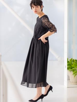 マタニティ ワンピース|レース×シフォンフォーマルワンピース　マタニティ・授乳服【出産後も長く使える】