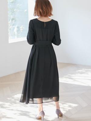 マタニティ ワンピース|シフォンタックフォーマルワンピース　マタニティ・授乳服【出産後も長く使える】|ブラック