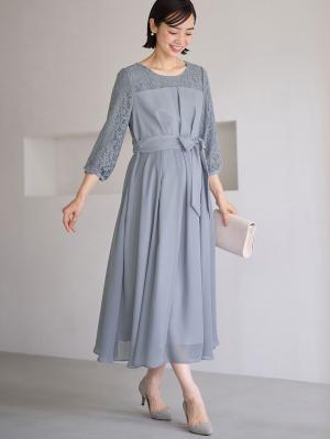 シフォンタックフォーマルワンピース　マタニティ・授乳服【出産後も長く使える】10171