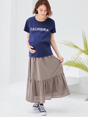 マタニティ トップス|ロゴTシャツ マタニティ・授乳服【出産後も長く使える】|CALIFORNIAネイビー