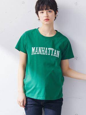 マタニティ トップス|ロゴTシャツ マタニティ・授乳服【出産後も長く使える】|MANHATTANグリーン