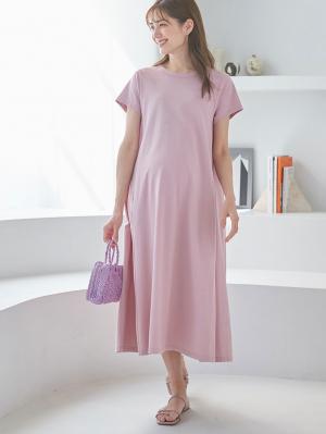 マタニティ ワンピース|Aライン半袖ワンピース（レギュラー丈）　マタニティ・授乳服【出産後も長く使える】|モーヴ