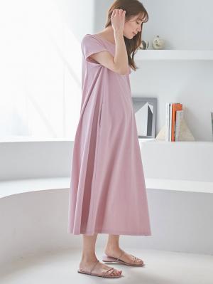 マタニティ ワンピース|Aライン半袖ワンピース（レギュラー丈）　マタニティ・授乳服【出産後も長く使える】|モーヴ