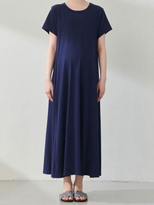 マタニティ ワンピース|Aライン半袖ワンピース（レギュラー丈）　マタニティ・授乳服【出産後も長く使える】