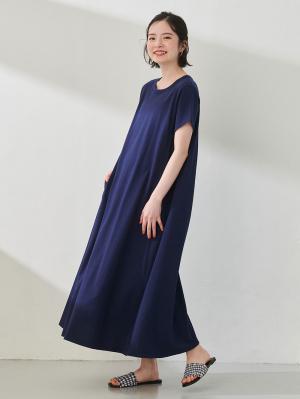 マタニティ ワンピース|Aライン半袖ワンピース（レギュラー丈）　マタニティ・授乳服【出産後も長く使える】