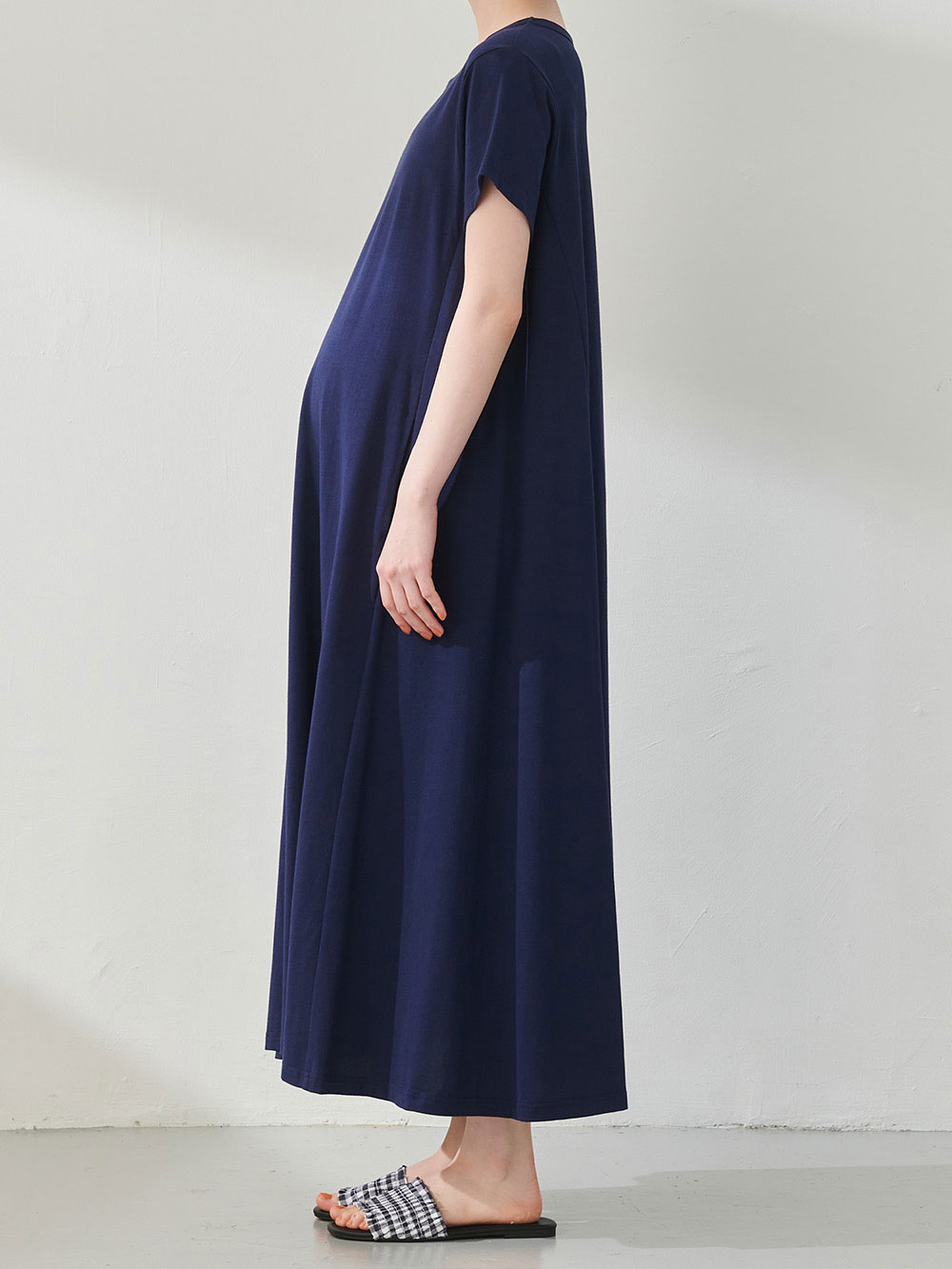 マタニティ ワンピース|Aライン半袖ワンピース（レギュラー丈）　マタニティ・授乳服【出産後も長く使える】