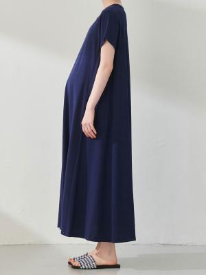 マタニティ ワンピース|Aライン半袖ワンピース（レギュラー丈）　マタニティ・授乳服【出産後も長く使える】