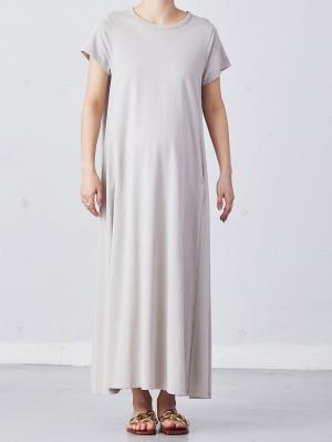 マタニティ ワンピース|Aライン半袖ワンピース（ロング丈）　マタニティ・授乳服【出産後も長く使える】